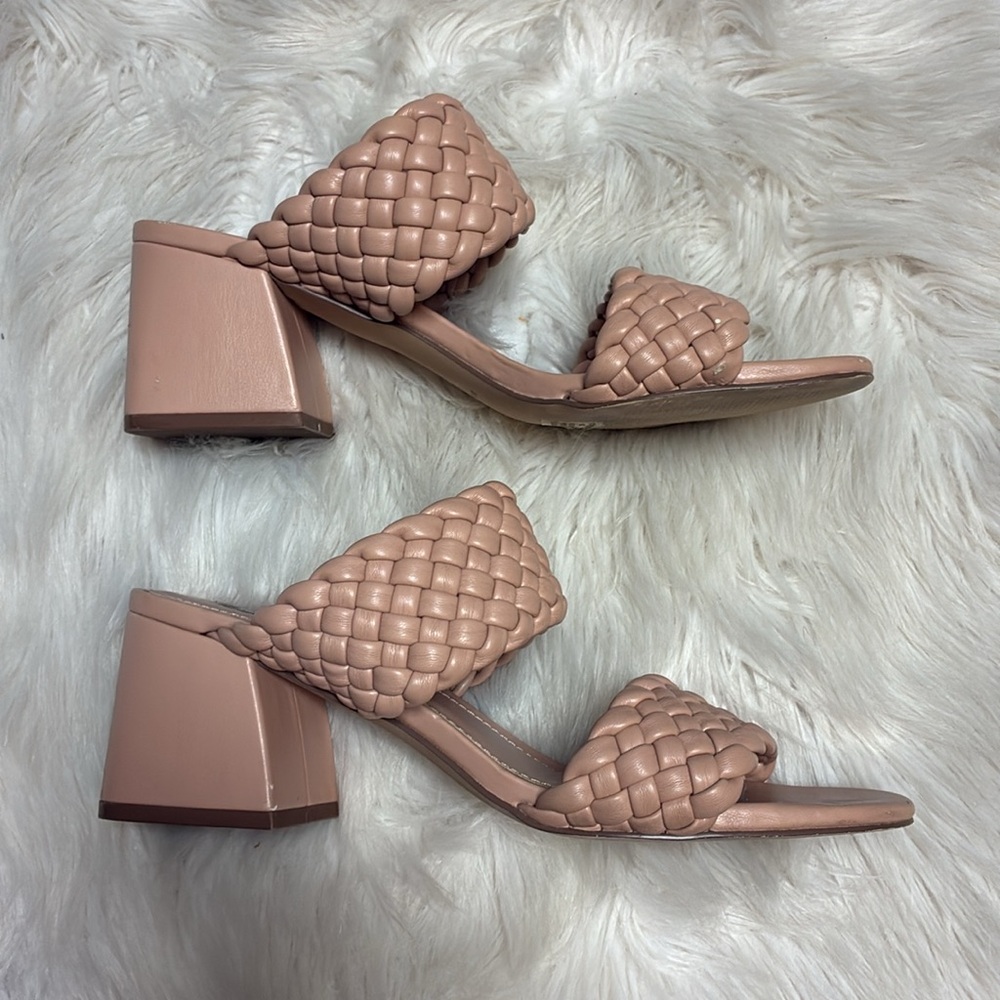 Steve Madden Daphnee Braided Light Tan / Nude Block Heel Sandals - Picture 9 of 16